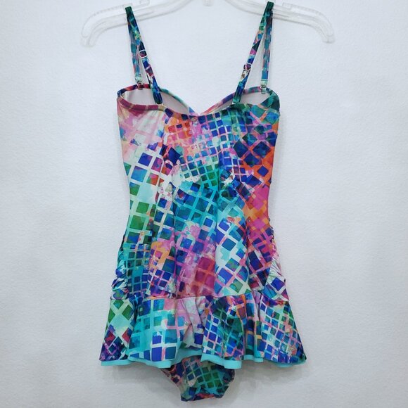 Profile by Gottex Tutti Frutti Bandeau Ruffle Hem Swimdress - Size 6 - Picture 4 of 16